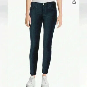 7 For All Mankind Women's Dark Green Velvet Skinny Jeans in Size 28.